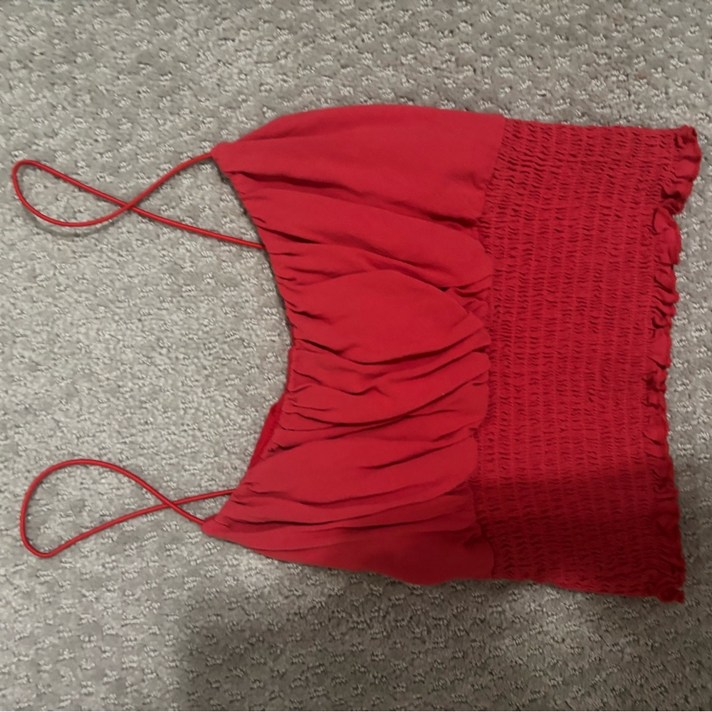 Pacsun Red Smocked Crop Top